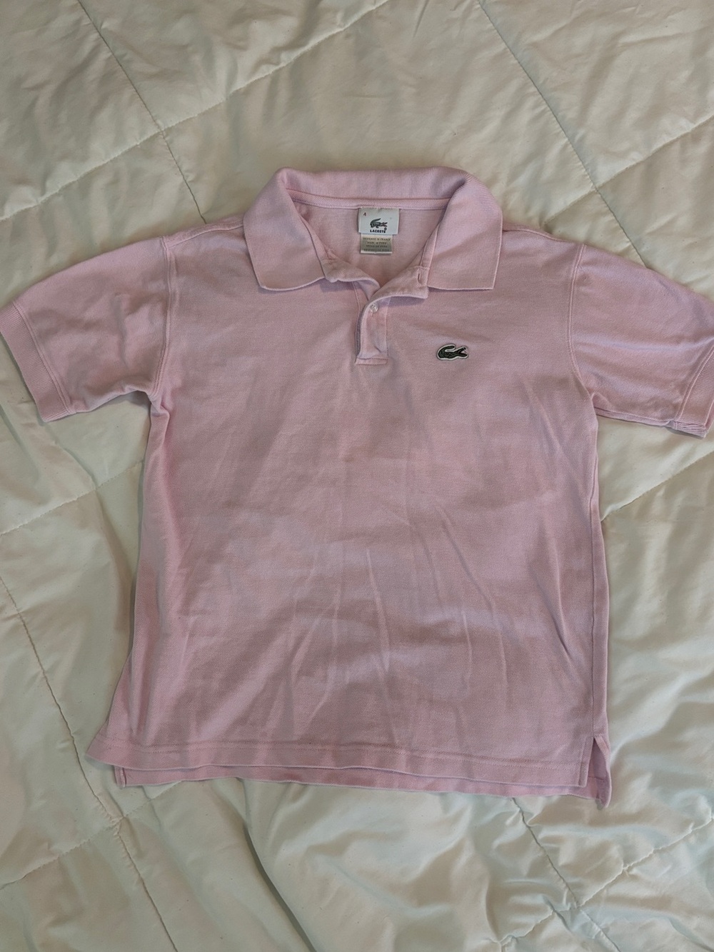 Lacoste Kids Light Pink Short Sleeve Polo Lacoste Size 4